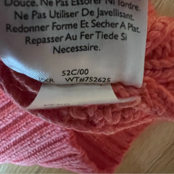 EDDIE BAUER coral coloured chunky cable knit turtleneck angora blend sweater - Picture 10 of 14